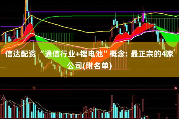 信达配资 “通信行业+锂电池”概念: 最正宗的4家公司(附名单)
